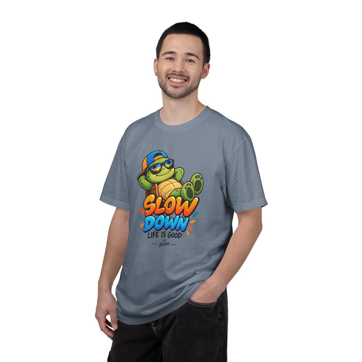 Slow Down, Life Is Good – Turtle Graphic T-Shirt | Festora Everyday