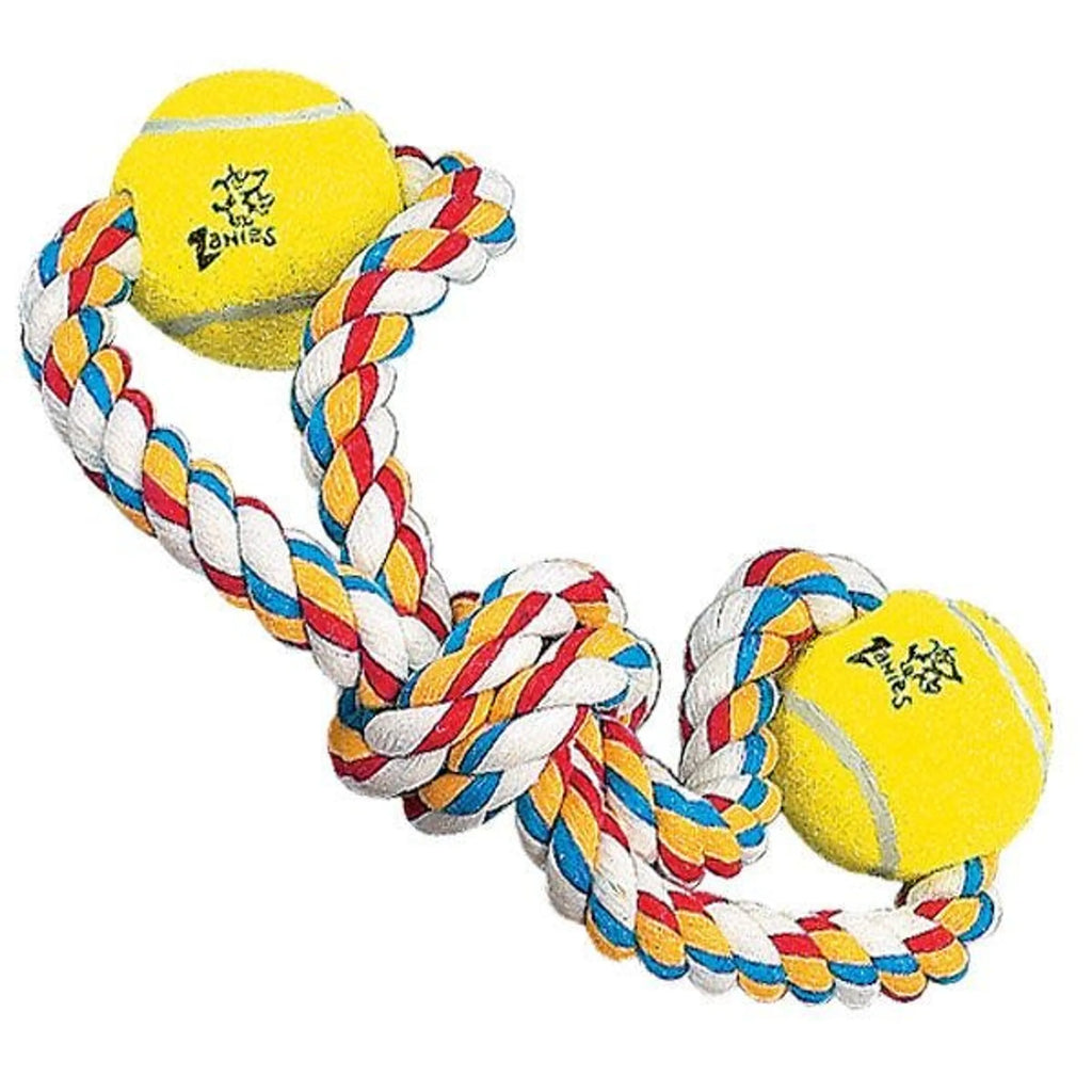 Double Tennis Ball Rope Tug Toy for Dogs