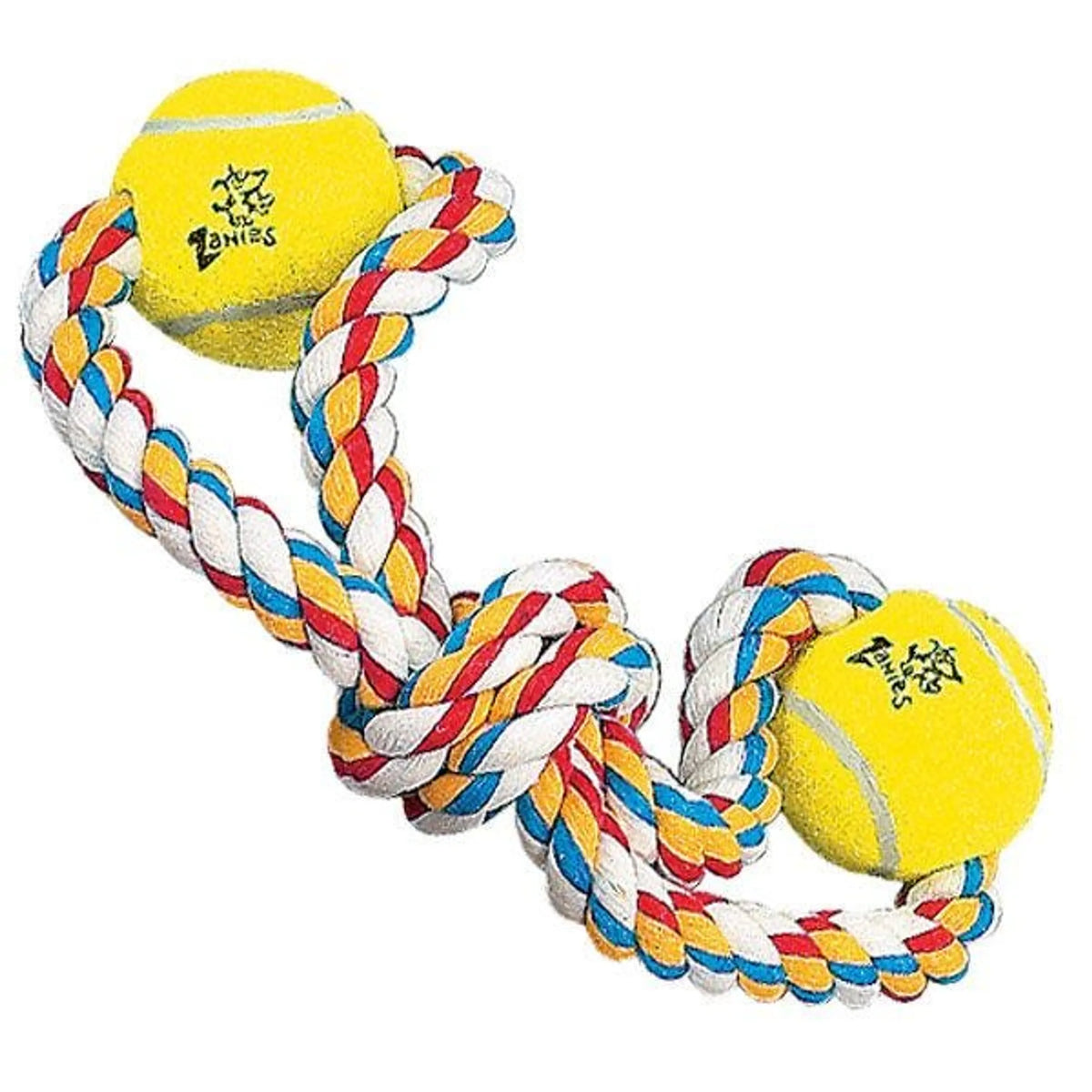 Double Tennis Ball Rope Tug Toy for Dogs