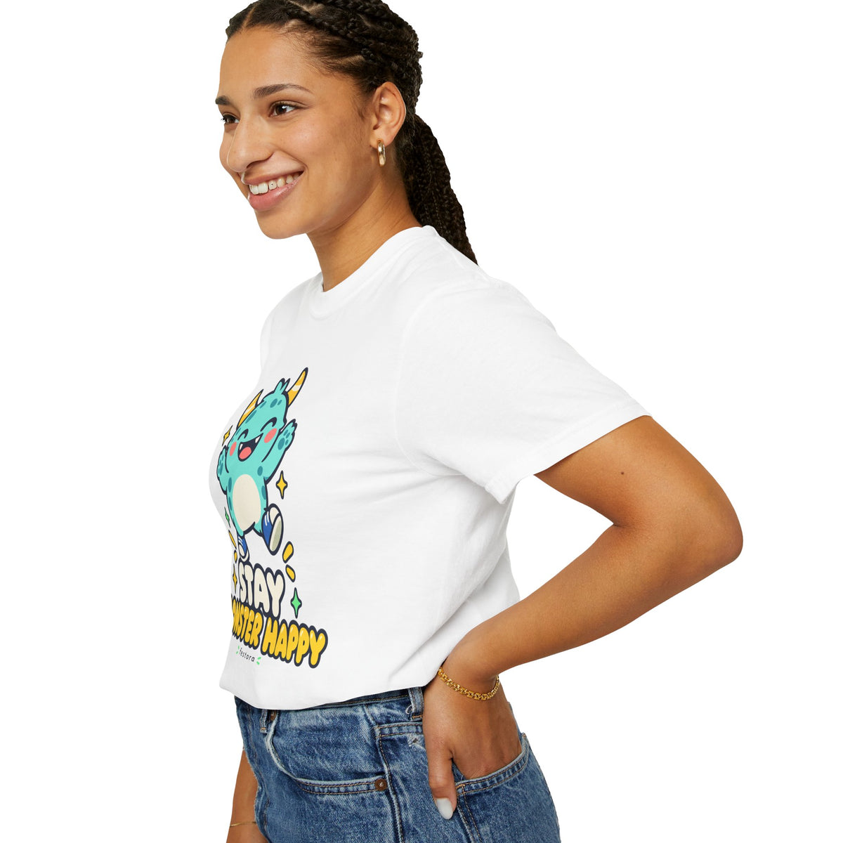 Stay Monster Happy – Cute Monster Graphic T-Shirt