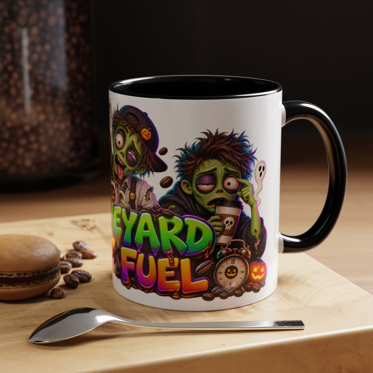 Graveyard Shift Fuel Coffee Zombies Halloween White Mug