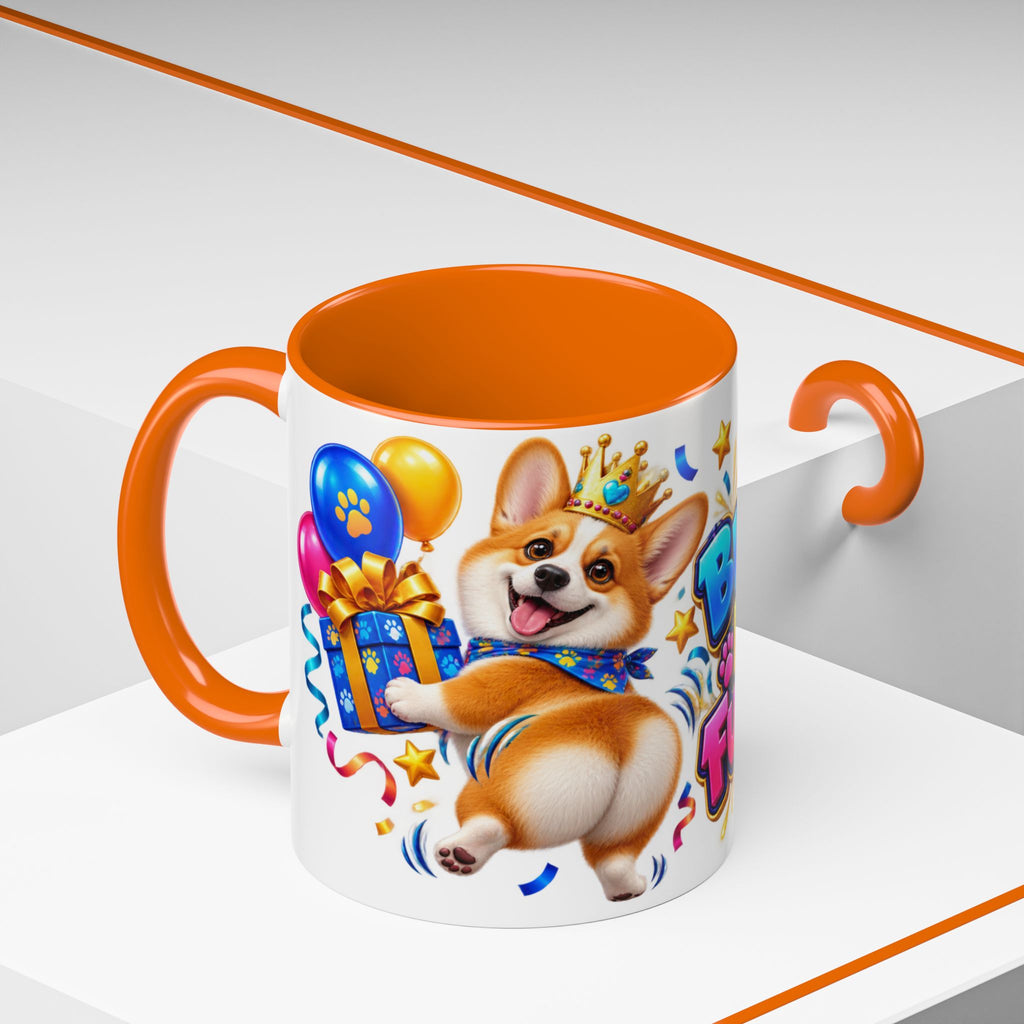 Birthday Mode Full Wiggle Corgi White Mug