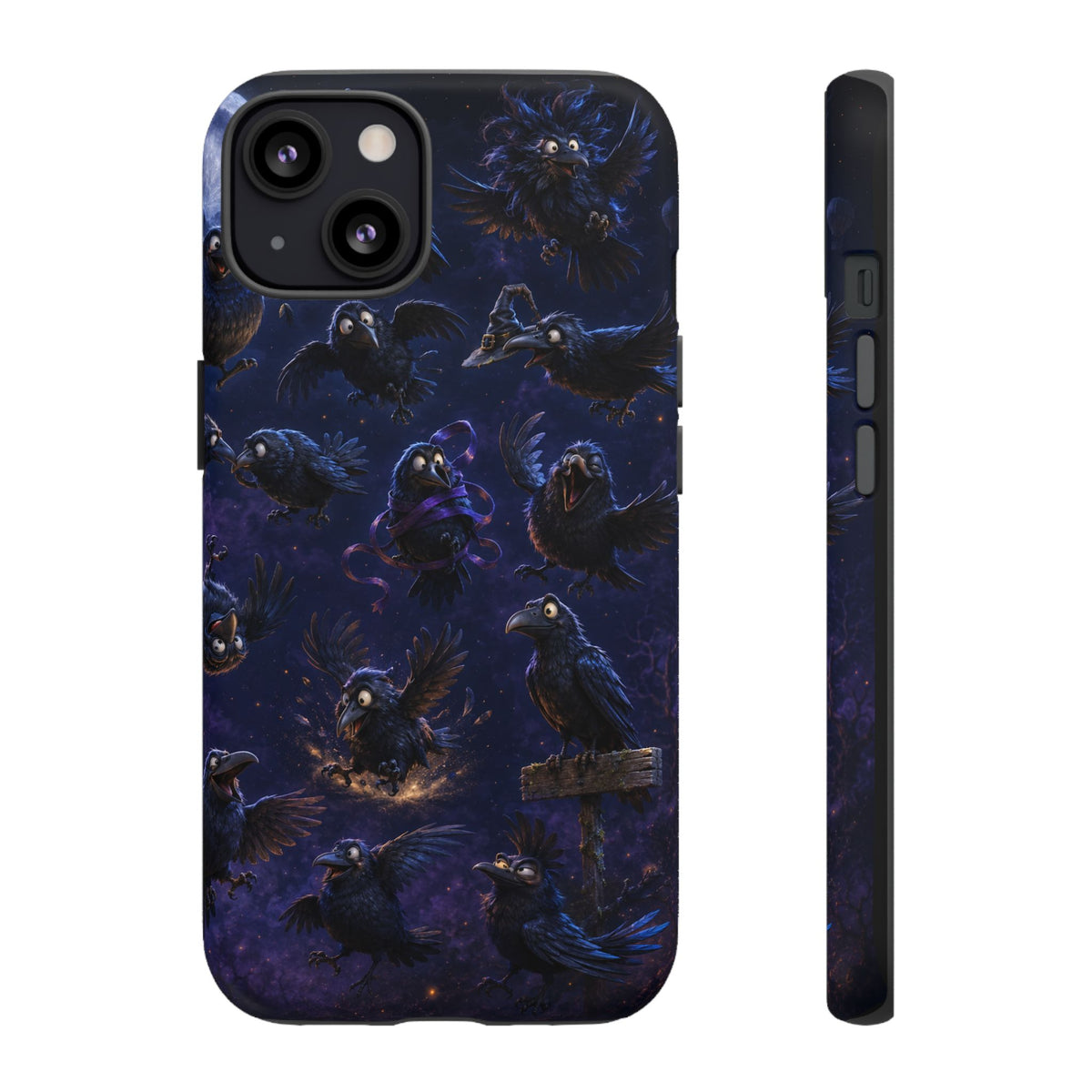 Raven Night Tough Phone Case — Dark Gothic Raven Pattern iPhone Case
