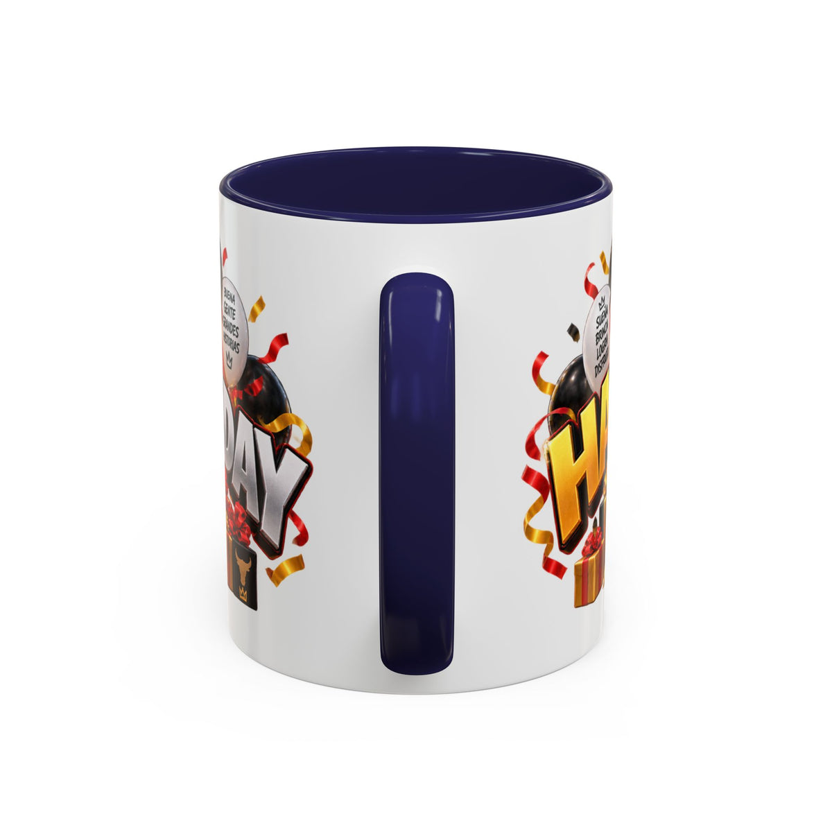 Happy Birthday Bull Mug – Colorful 3D Birthday Gift – White Coffee Mug