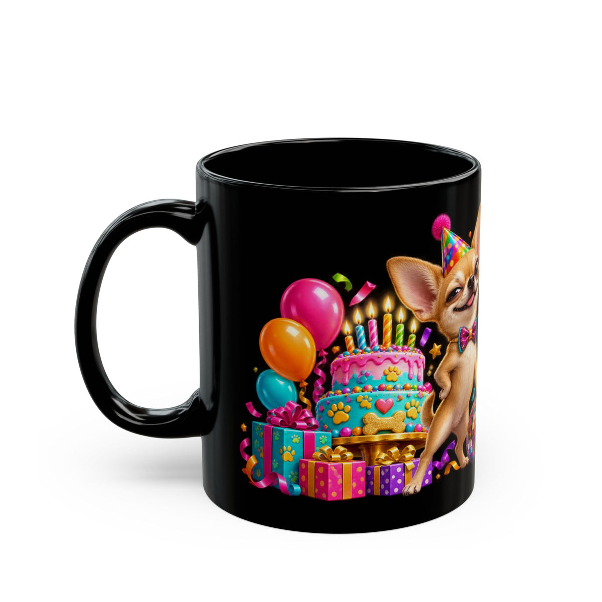 Small Dog Big Birthday Energy Chihuahua Black Mug