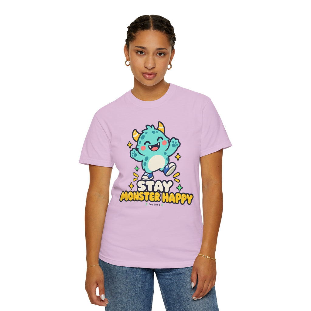 Stay Monster Happy – Cute Monster Graphic T-Shirt