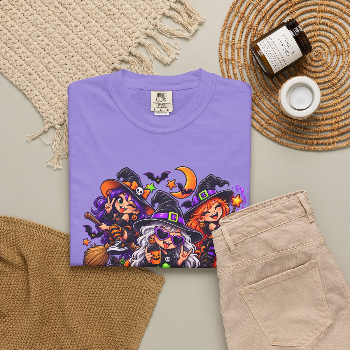 Witchy & Wild – Halloween Witch Crew Graphic T-Shirt