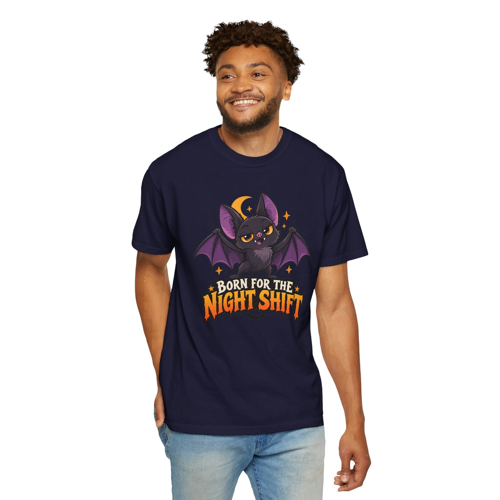 Born for the Night Shift – Cute Halloween Bat T-Shirt