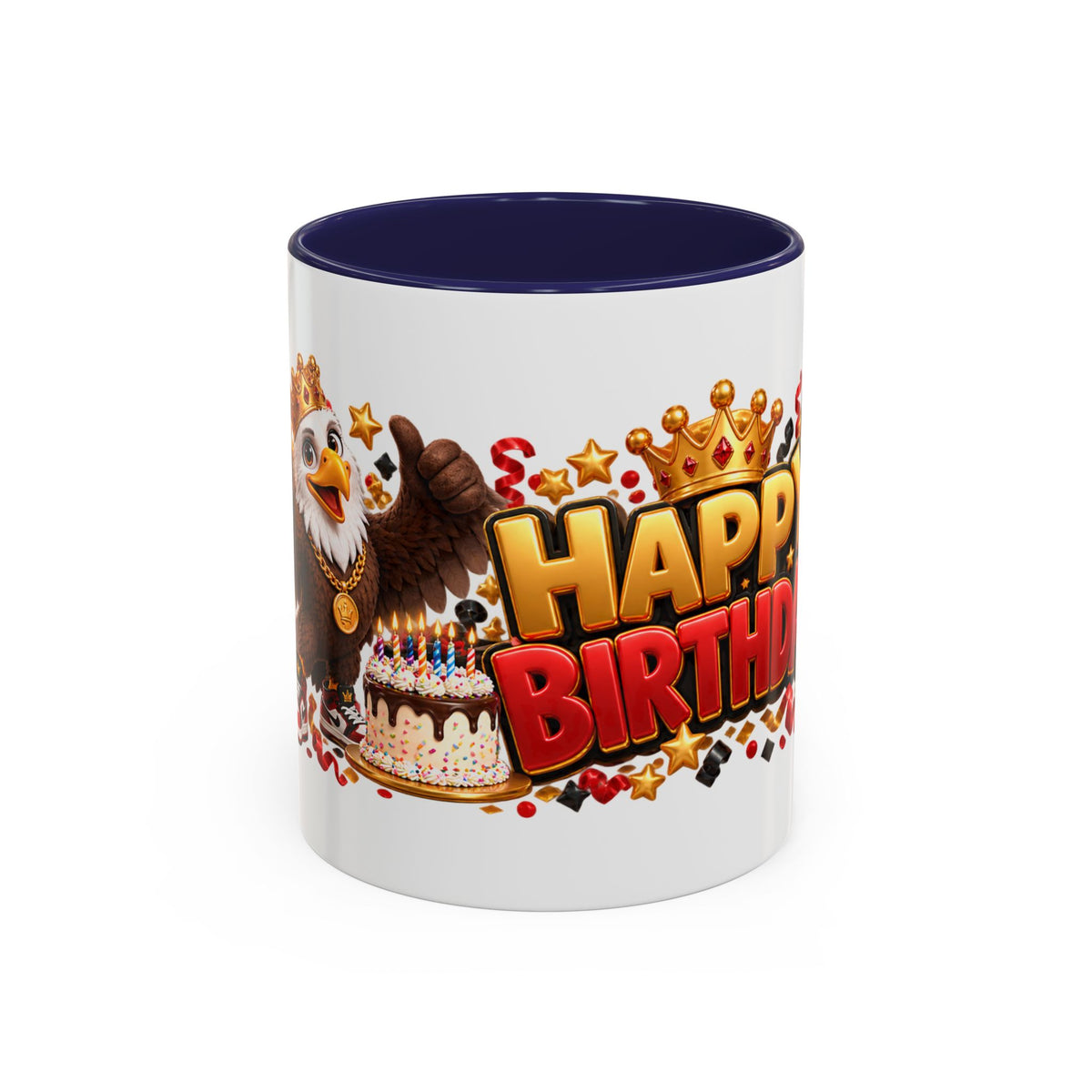 Happy Birthday Eagle Mug – Colorful 3D Birthday Gift – White Coffee Mug