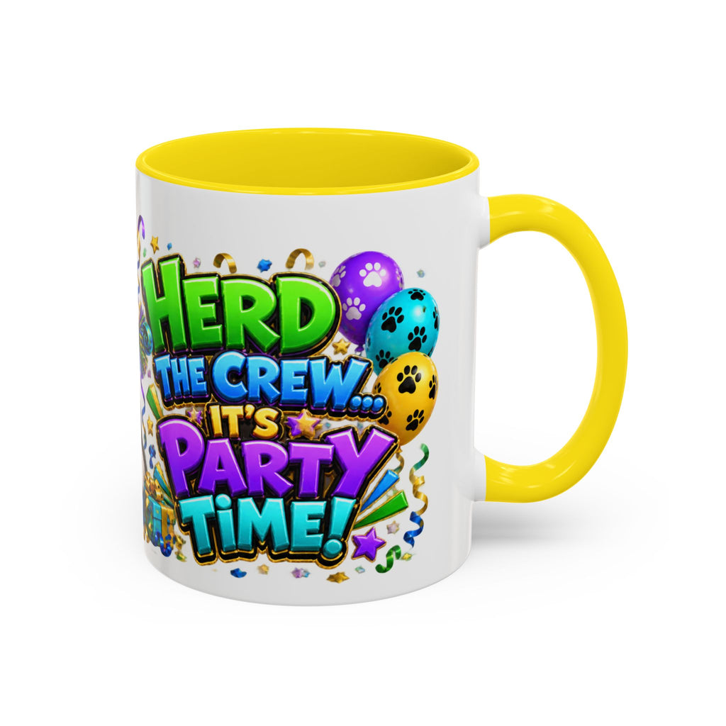 Herd the Crew Border Collie Birthday White Mug