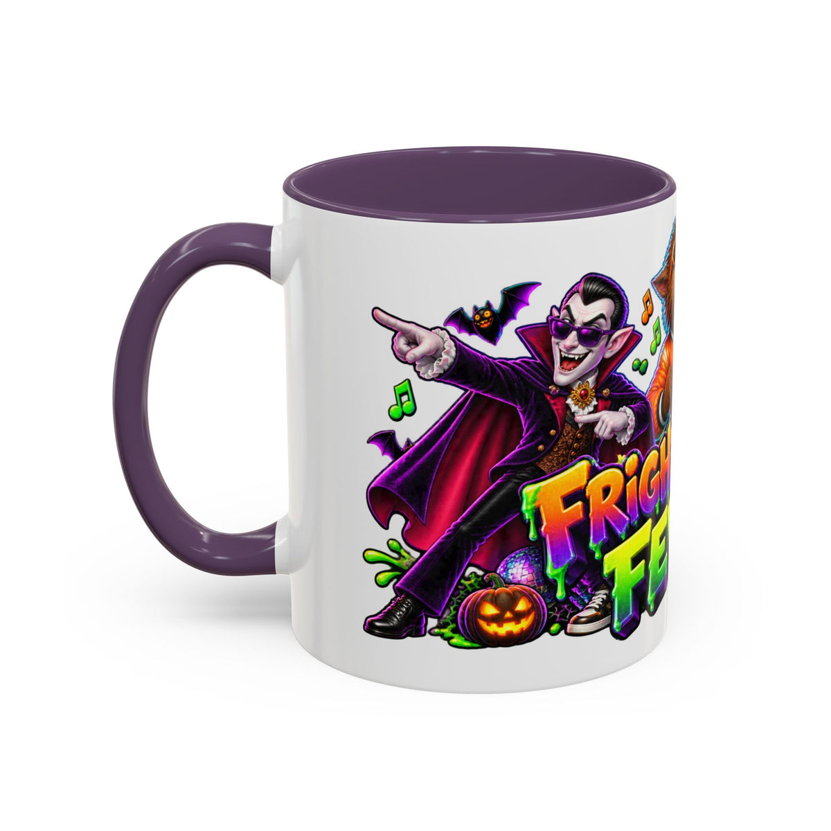 Fright Night Fever Dancing Monsters Halloween White Mug