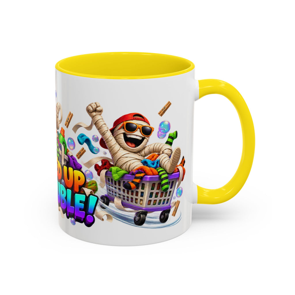 Wrapped Up in Trouble Mummy Halloween White Mug