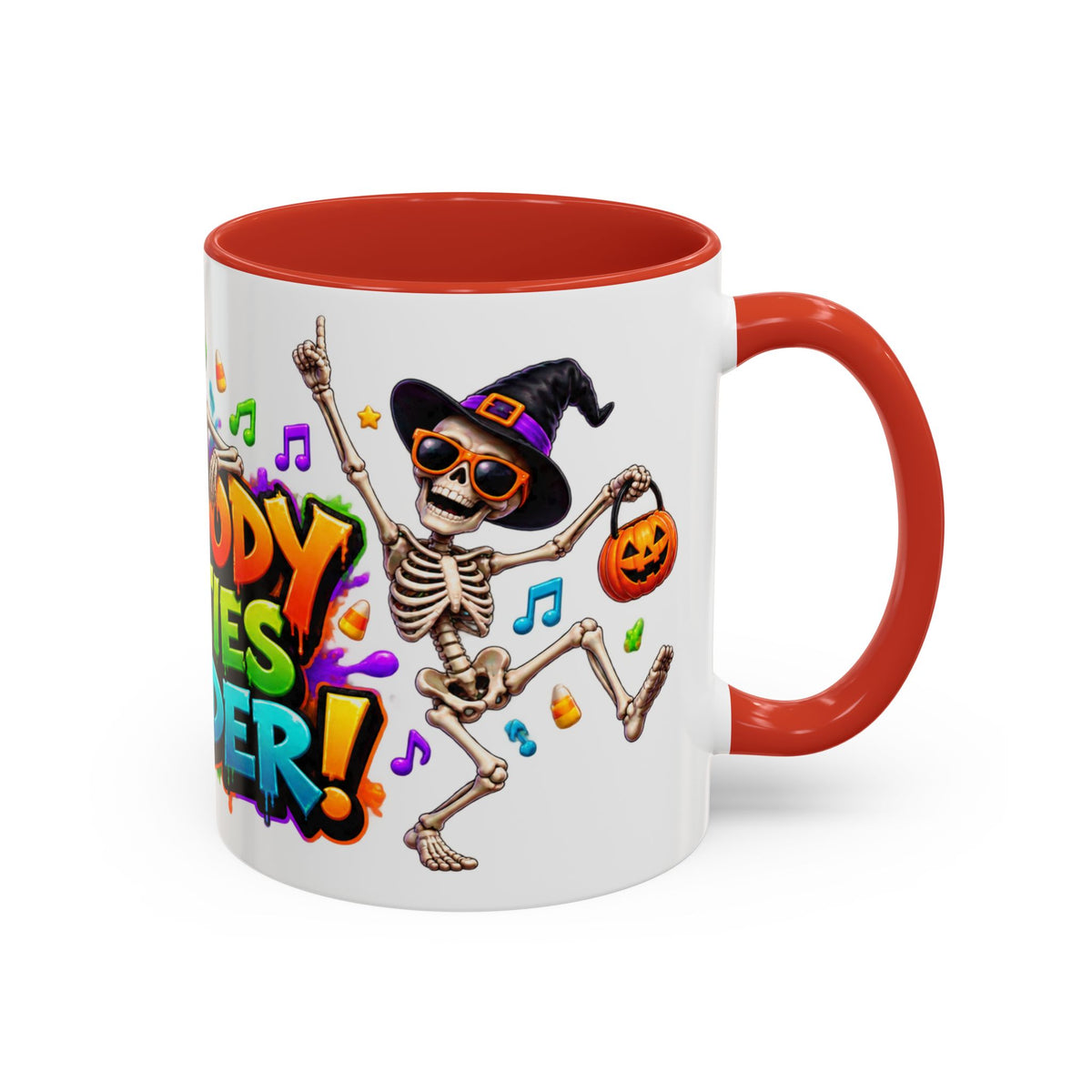 No Body Parties Harder Halloween Skeleton Party White Mug