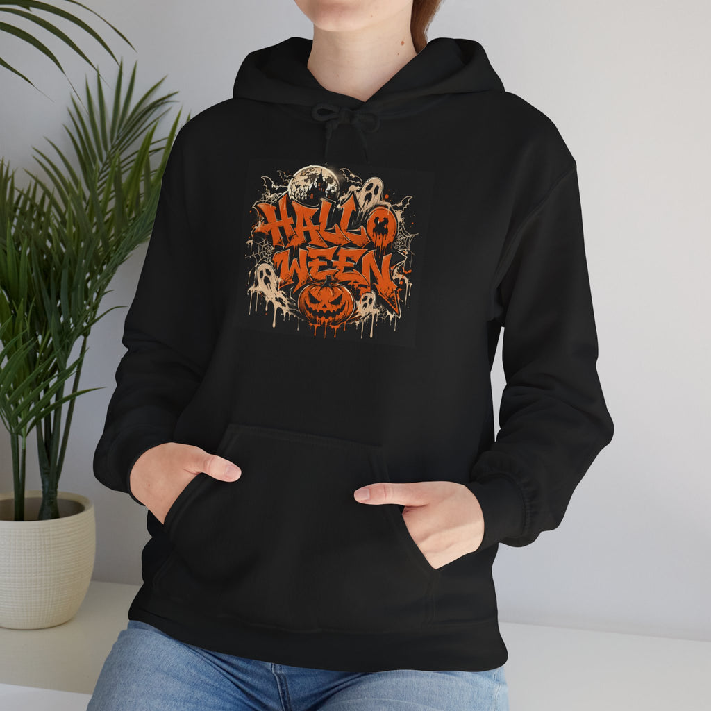 Halloween Graffiti Hoodie - Spooky Ghosts & Pumkin Graphic Sweatshirt