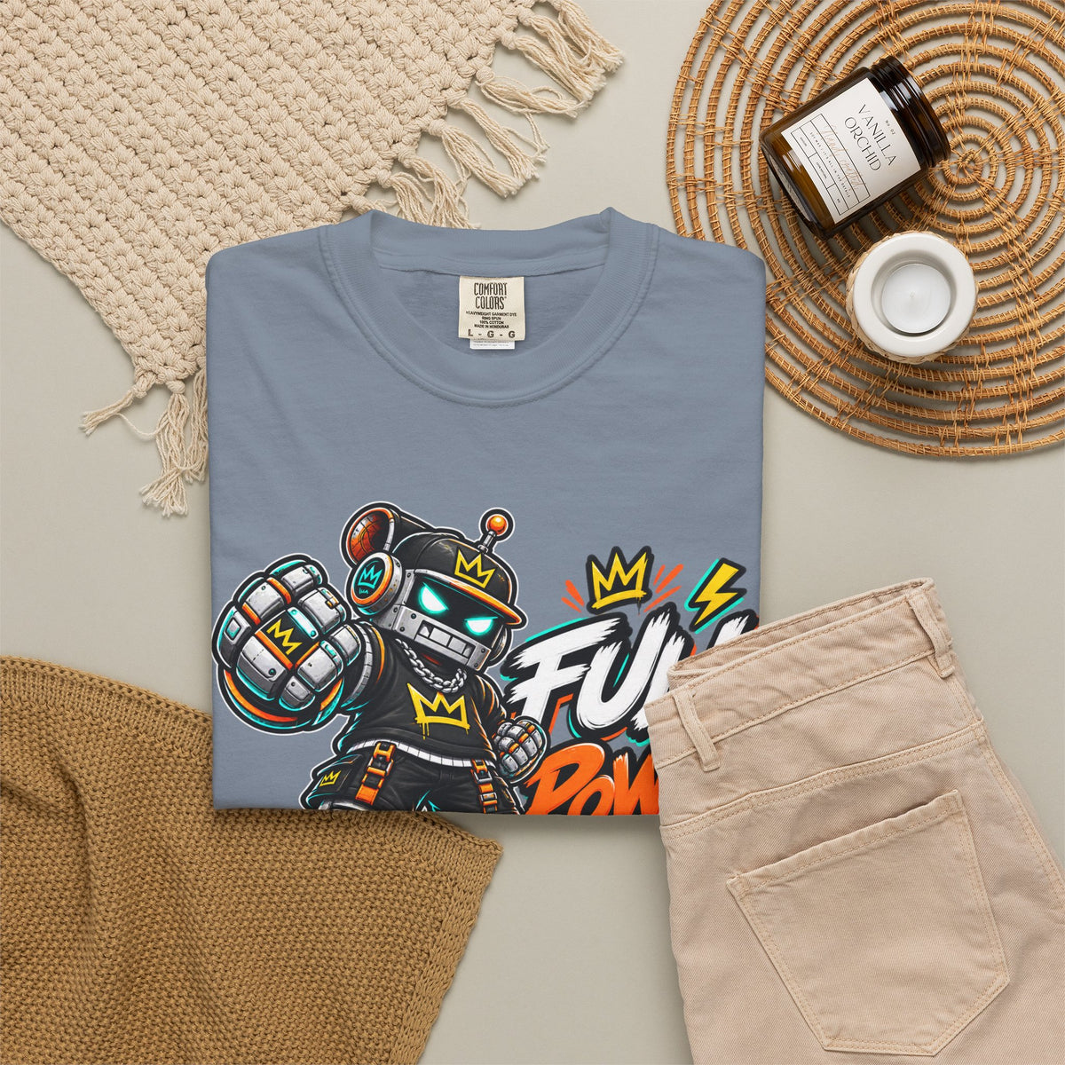 Full Power Robot Graphic T-Shirt — Retro Streetwear Tee