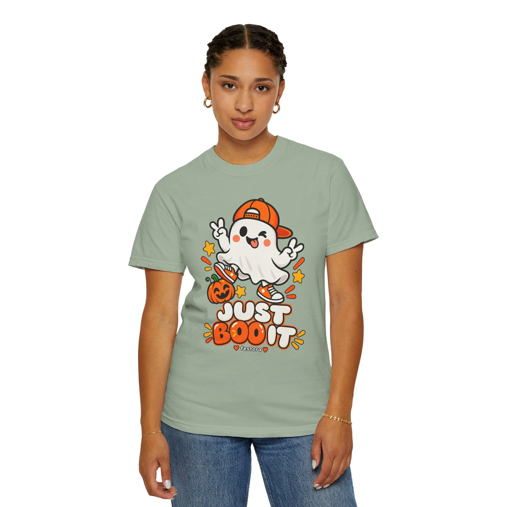 Just Boo It Halloween T-Shirt | Cute Skater Ghost Graphic Tee