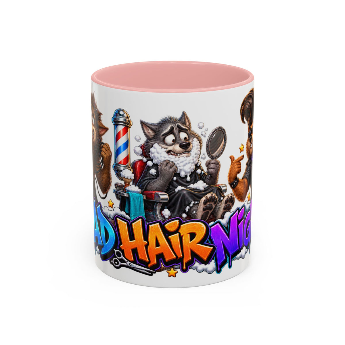 Bad Hair Night Funny Werewolf Barber Halloween White Mug