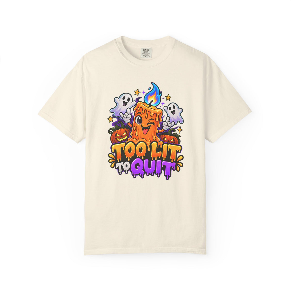 Too Lit to Quit – Funny Halloween Candle T-Shirt