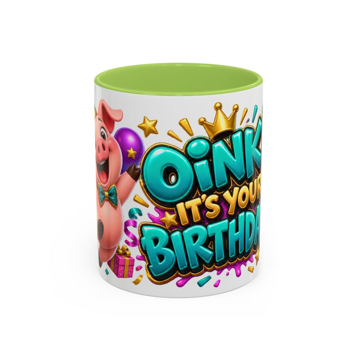 Oink! It’s Your Birthday White Mug – Cute Pig Birthday Cup, Colorful Funny Party Gift