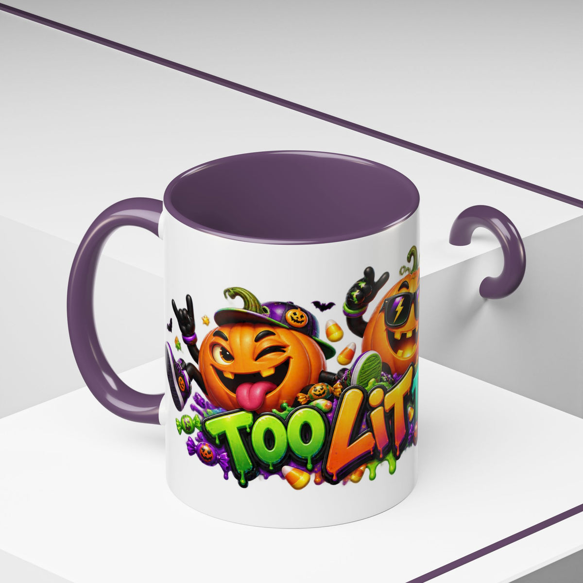Too Lit to Quit Halloween Pumpkin Party White Mug