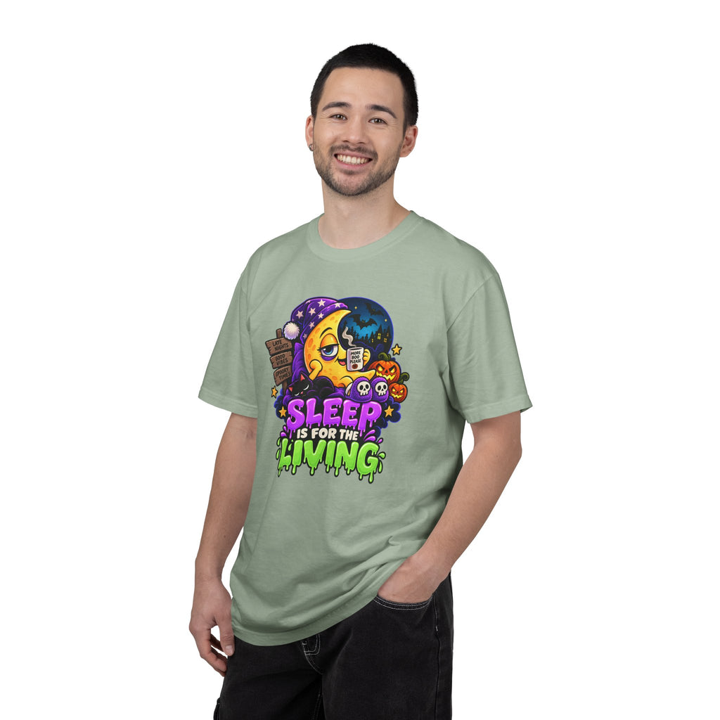 Sleep Is for the Living – Funny Halloween Moon T-Shirt