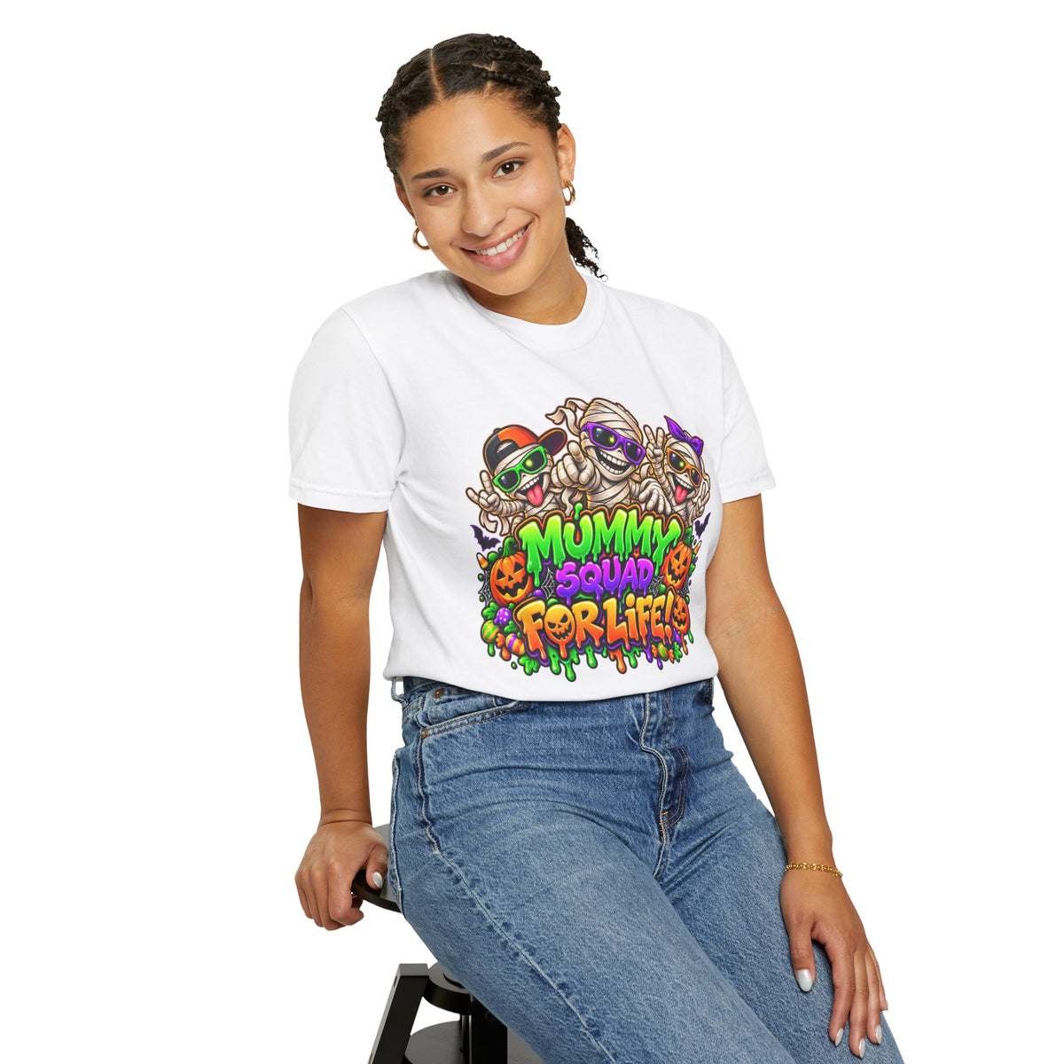 Mummy Squad For Life Halloween T-Shirt – Funny Colorful Mummy Graphic Tee