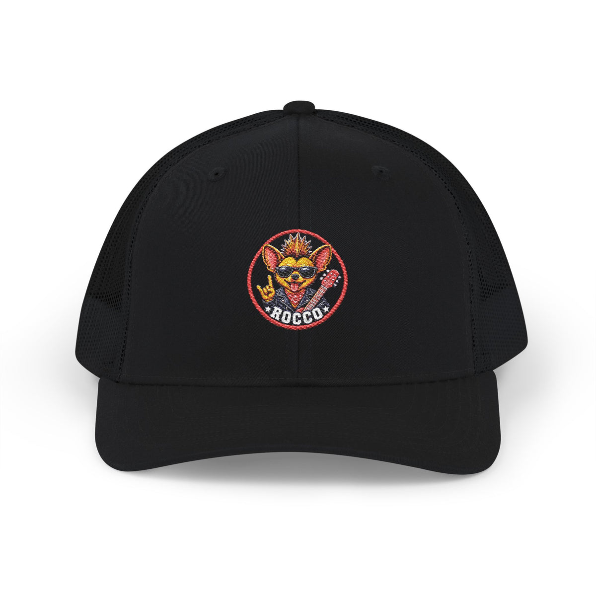 Rocco Chihuahua Rocker Trucker Cap – Embroidered Snapback
