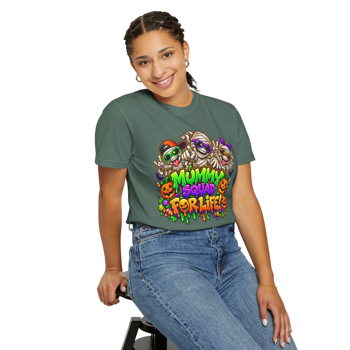Mummy Squad For Life Halloween T-Shirt – Funny Colorful Mummy Graphic Tee