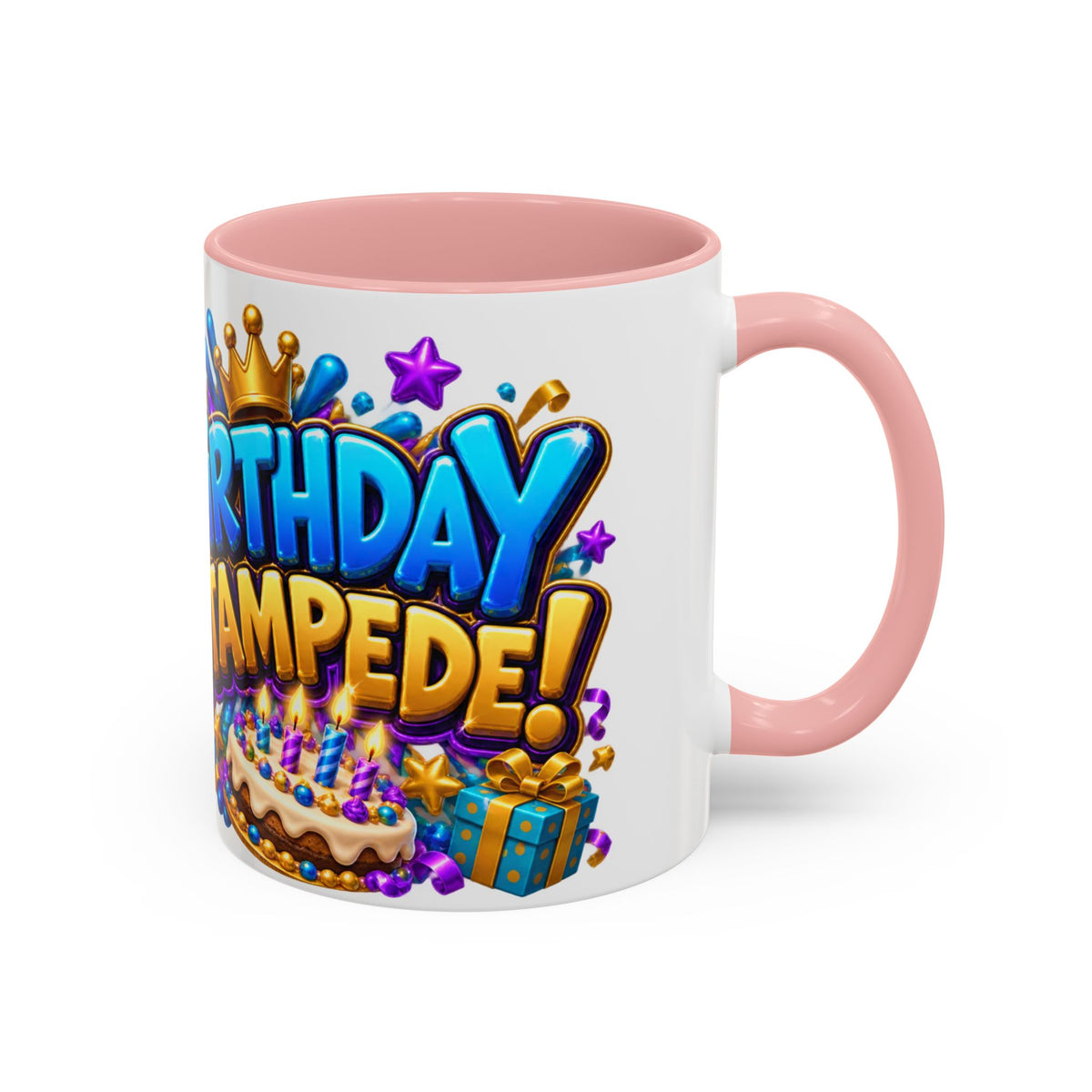 Birthday Stampede White Mug – Cute Buffalo Birthday Cup, Colorful Fun Party Gift