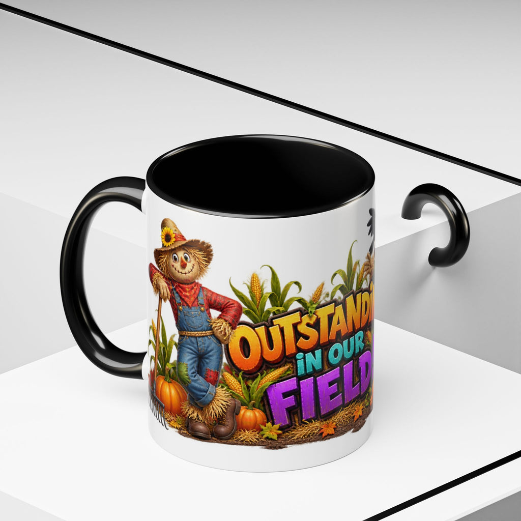 Outstanding in Our Field Funny Scarecrow Halloween White Mug