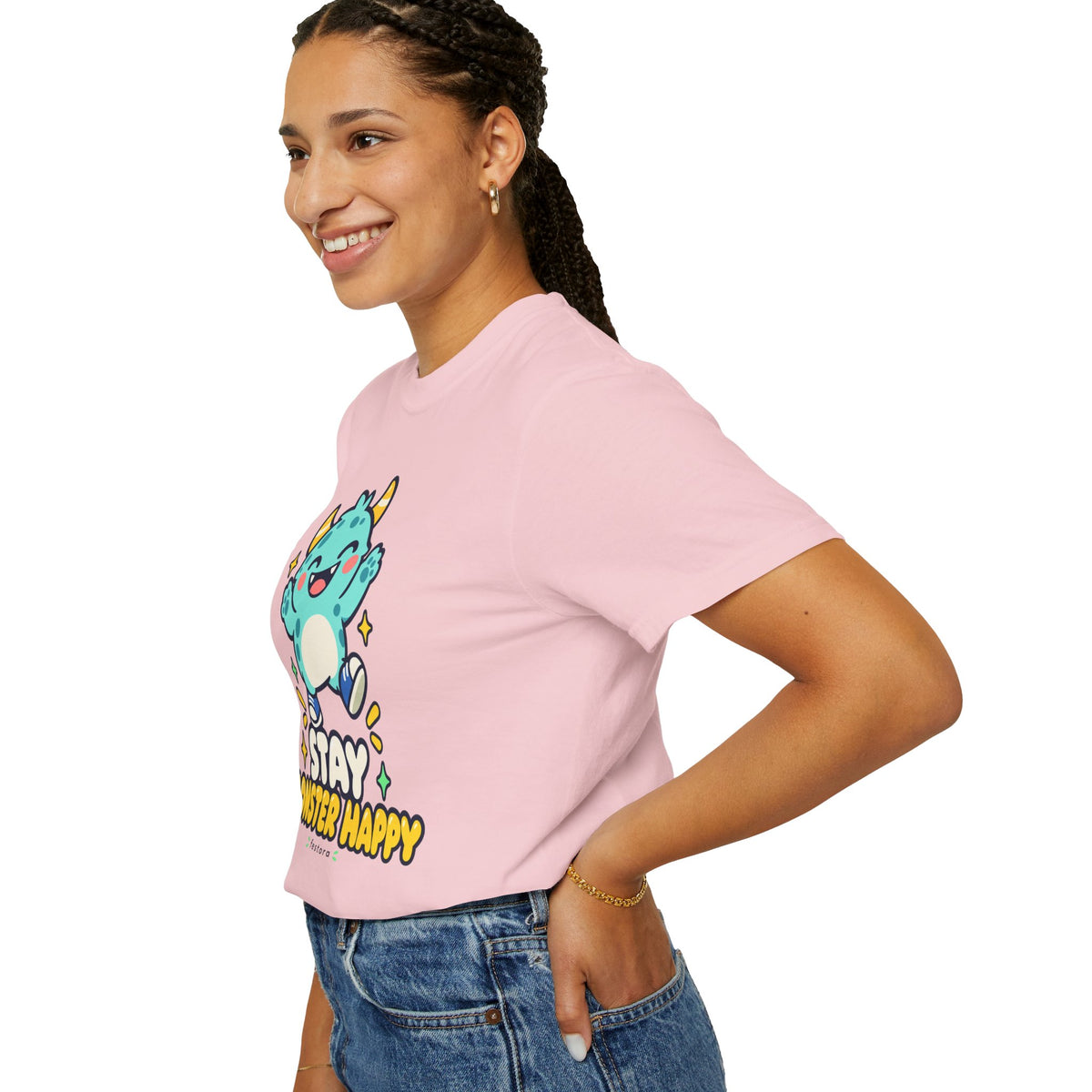 Stay Monster Happy – Cute Monster Graphic T-Shirt