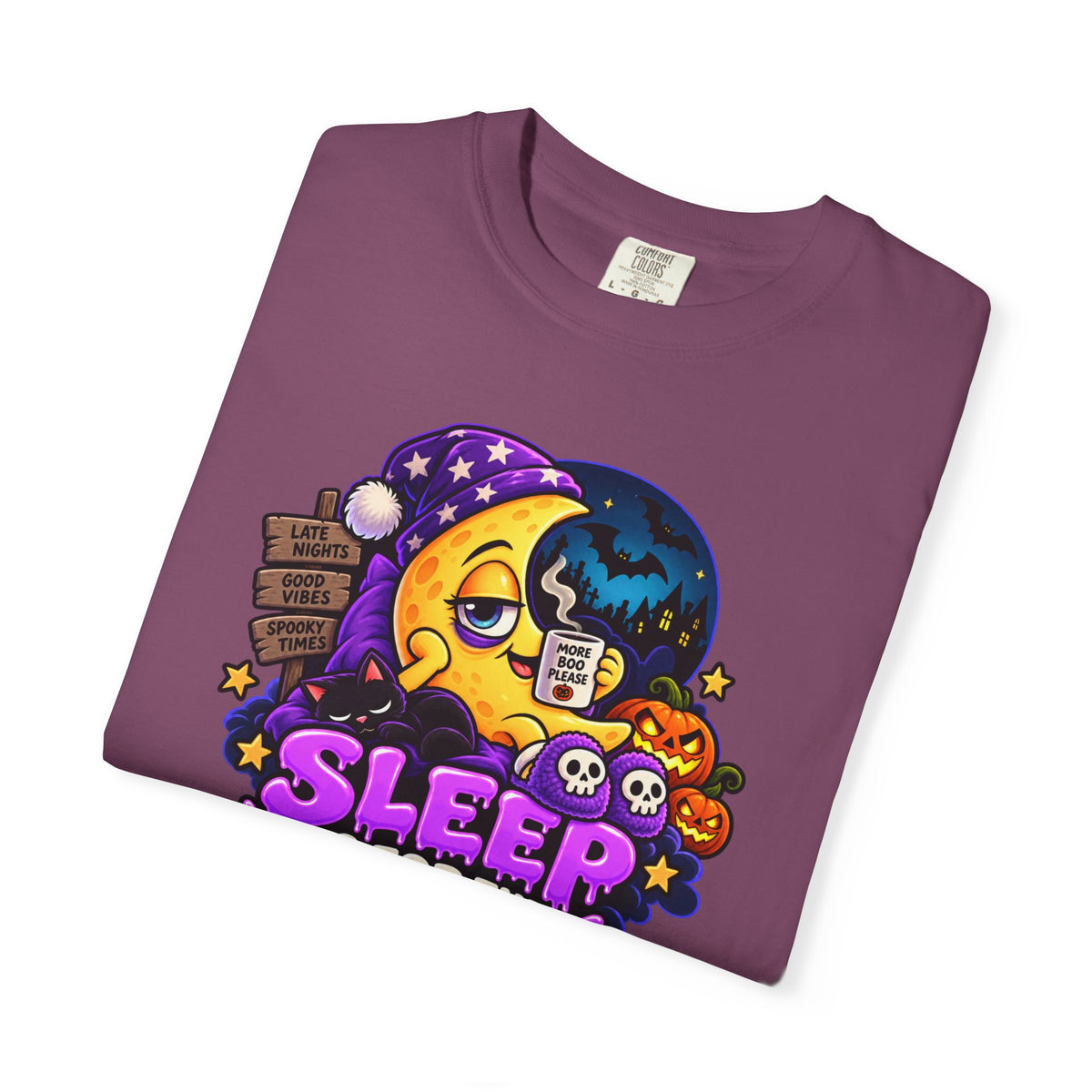 Sleep Is for the Living – Funny Halloween Moon T-Shirt