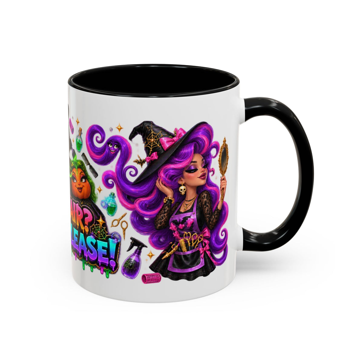 Bad Hair Witch Please Halloween Hairstylist White Mug