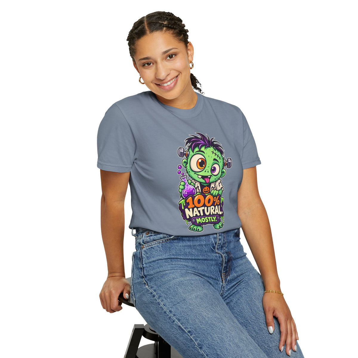 100% Natural. Mostly. – Cute Halloween Lab Monster T-Shirt