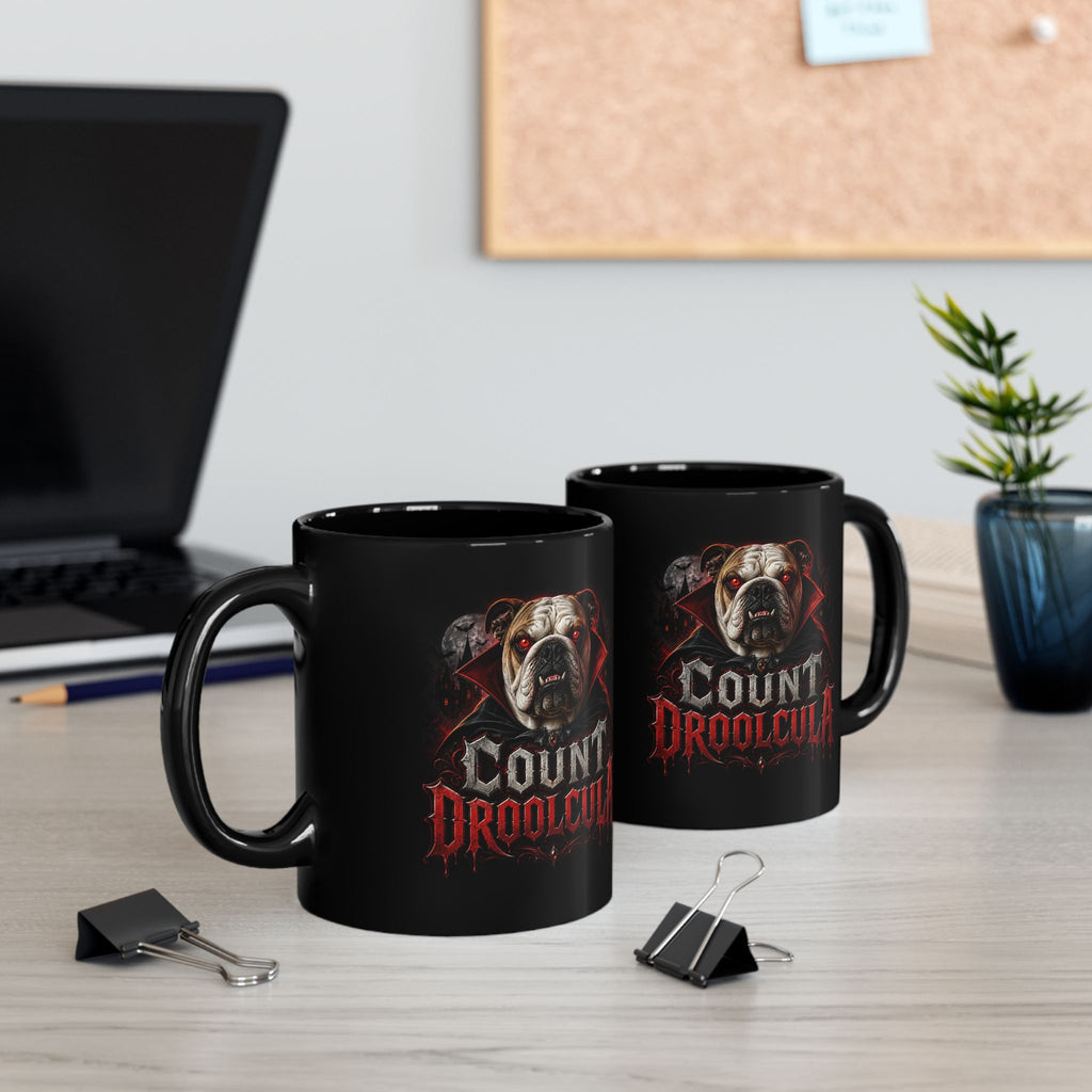 Count Droolcula Bulldog Mug — Gothic Vampire Dog Coffee Cup (11oz & 15oz)
