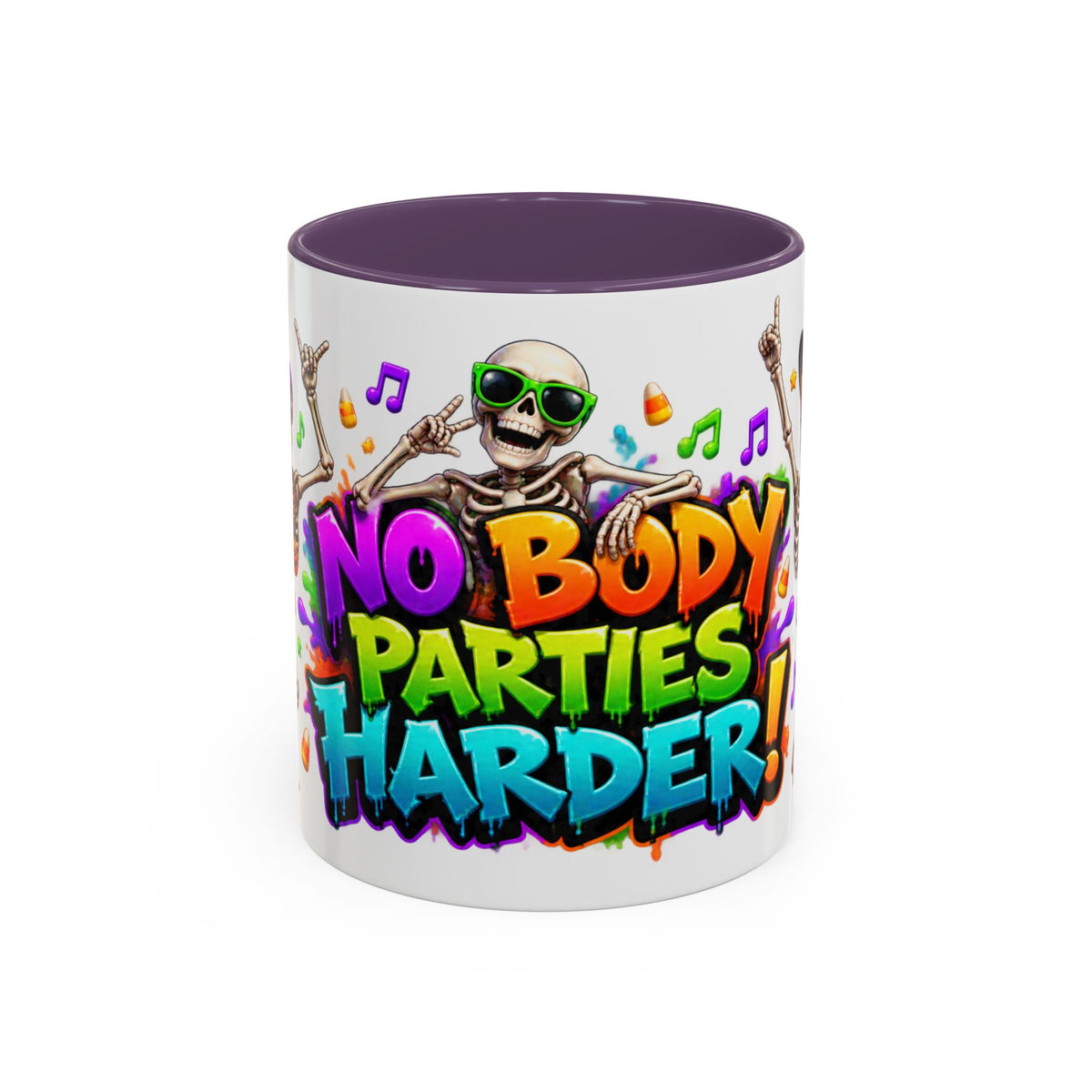 No Body Parties Harder Halloween Skeleton Party White Mug