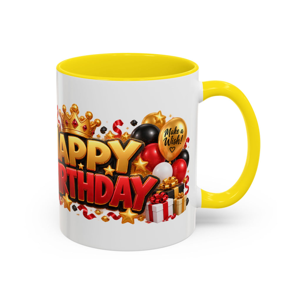 Happy Birthday Rhino Mug – Colorful 3D Birthday Gift – White Coffee Mug