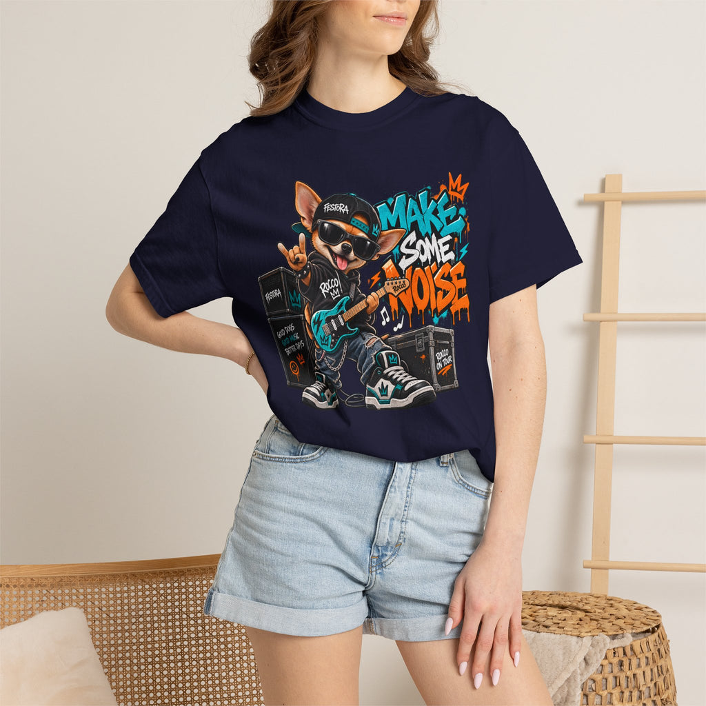 Make Some Noise Rocco Graphic T-Shirt — Streetwear Rock Dog Tee