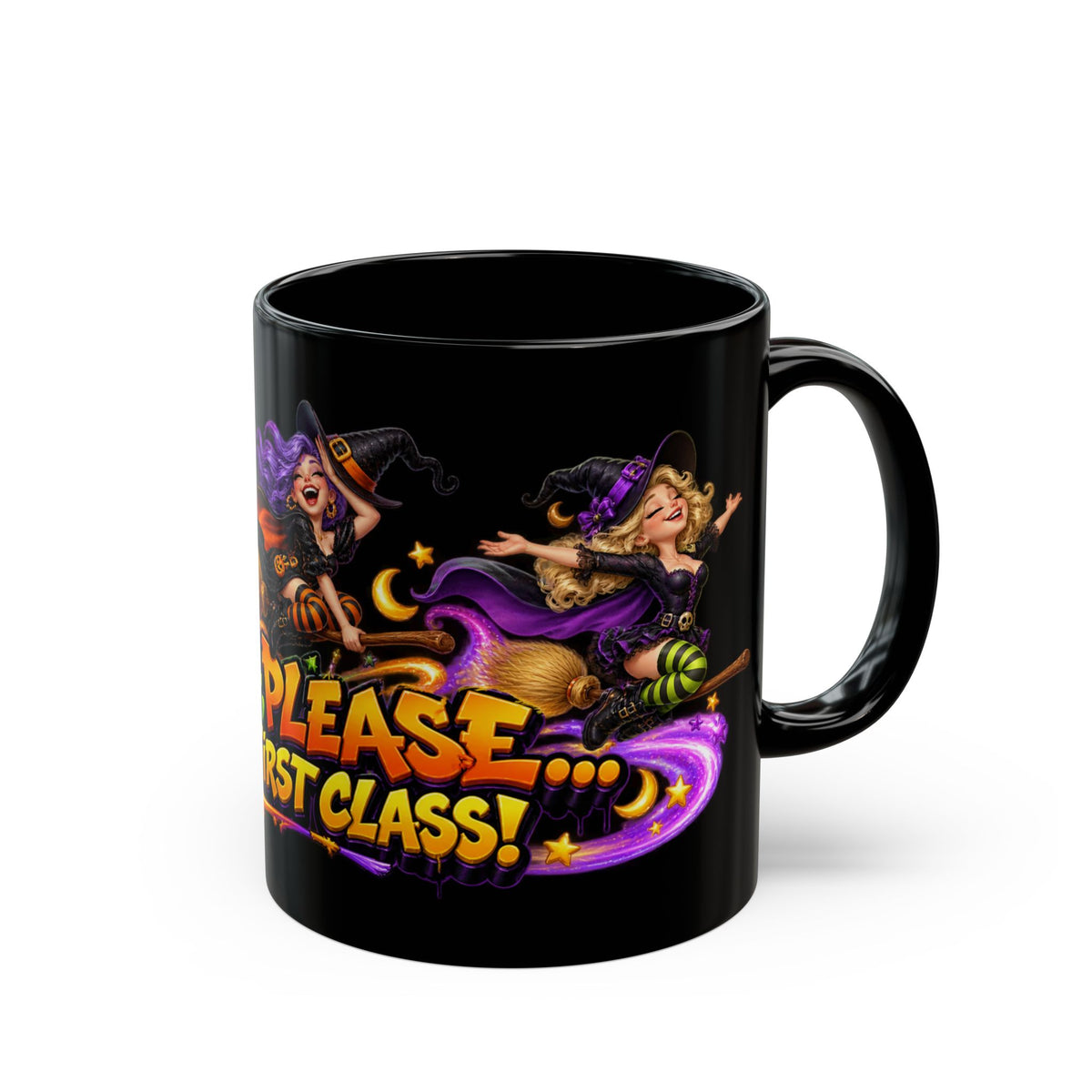 Witch Please I Fly First Class Halloween Black Mug