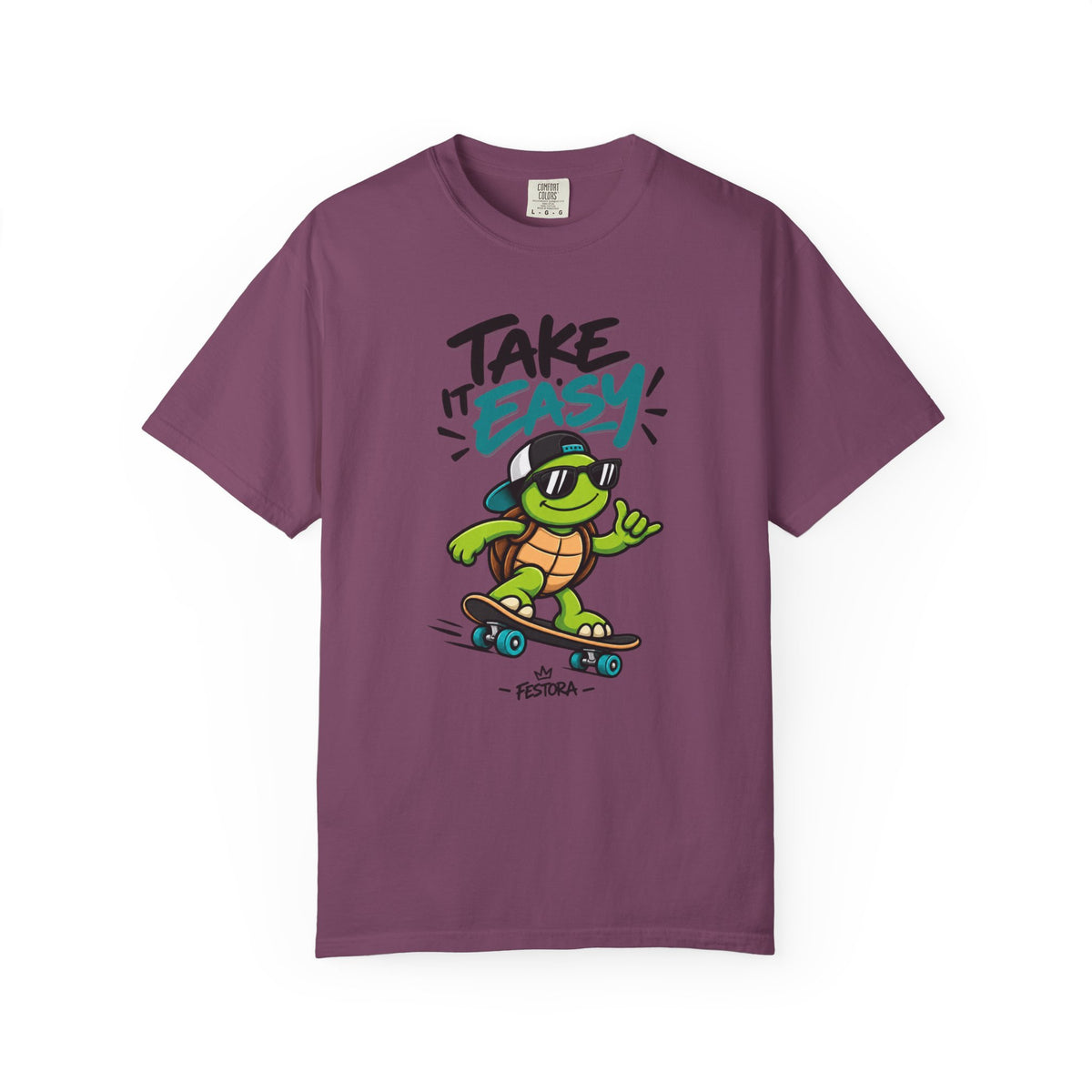 Take It Easy Skate Turtle Graphic T-Shirt | Festora Everyday