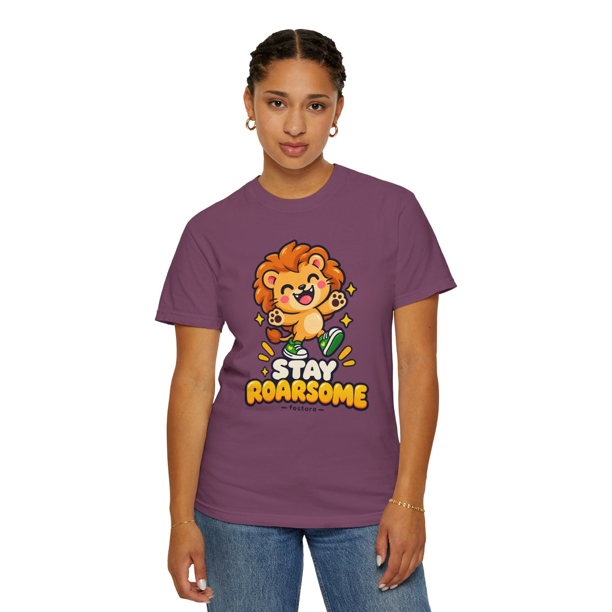 Stay Roarsome – Cute Happy Lion Graphic T-Shirt