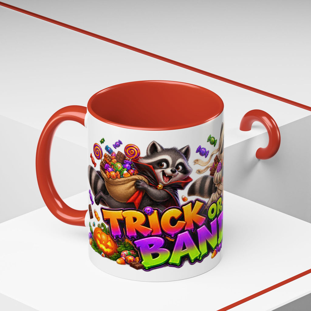 Trick or Treat Bandits Raccoons Halloween White Mug