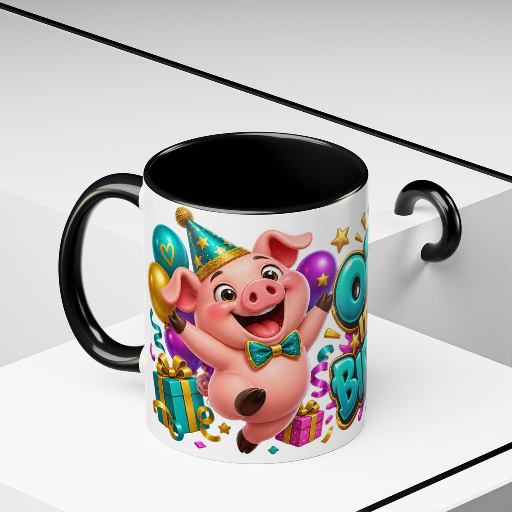 Oink! It’s Your Birthday White Mug – Cute Pig Birthday Cup, Colorful Funny Party Gift