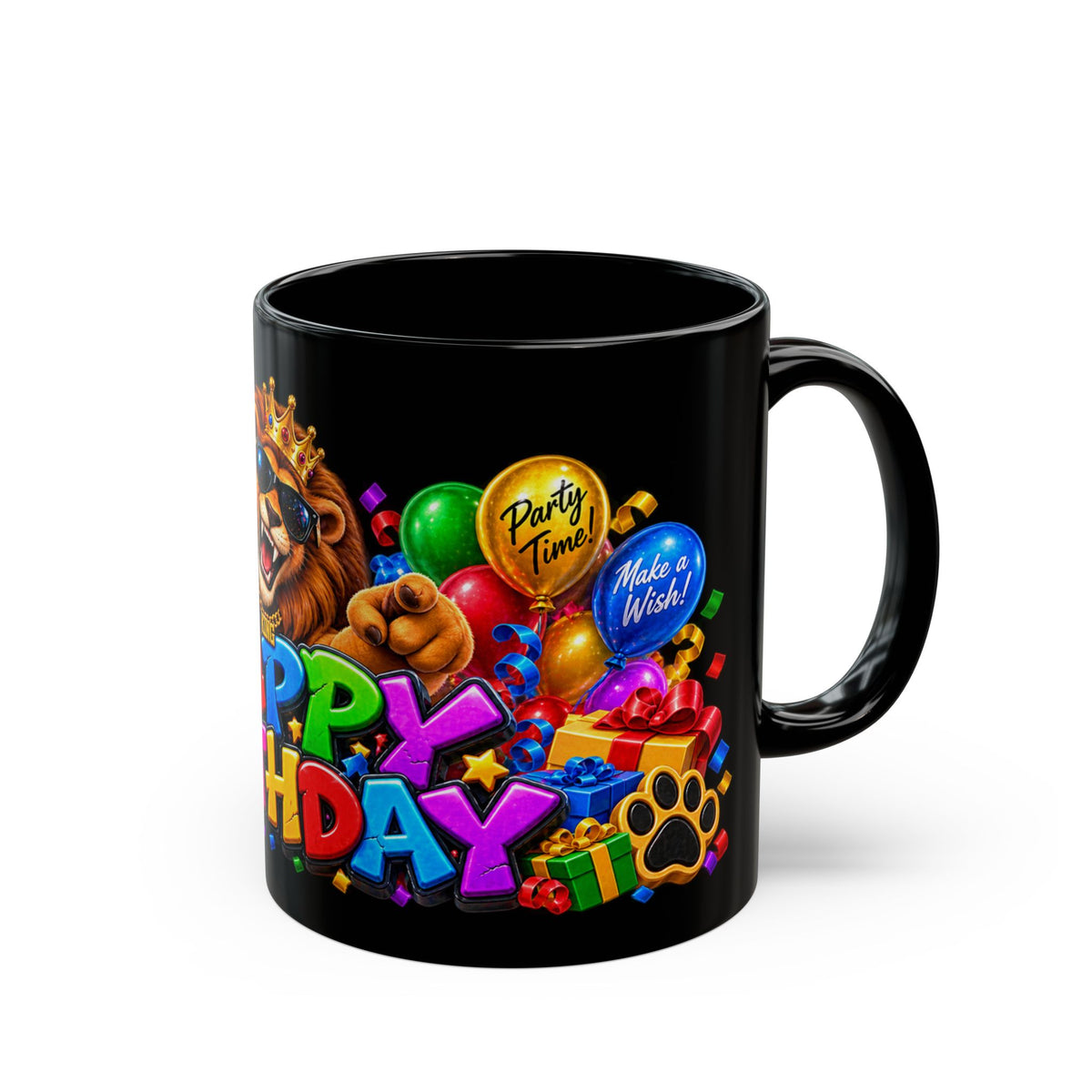 Lion Happy Birthday Mug – Bold 3D King of the Party Design