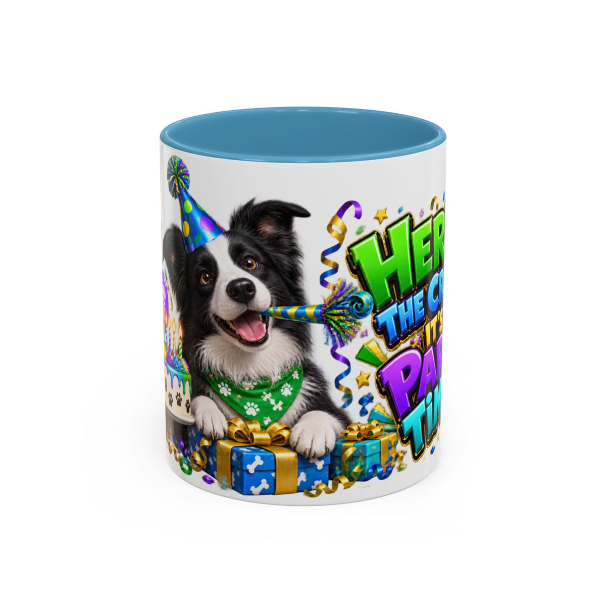 Herd the Crew Border Collie Birthday White Mug