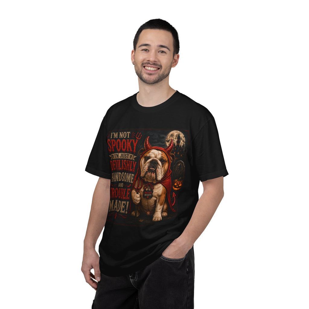 Halloween Bulldog T-Shirt — "I’m Not Spooky, I’m Just A Devilishly Handsome And Trouble Made"