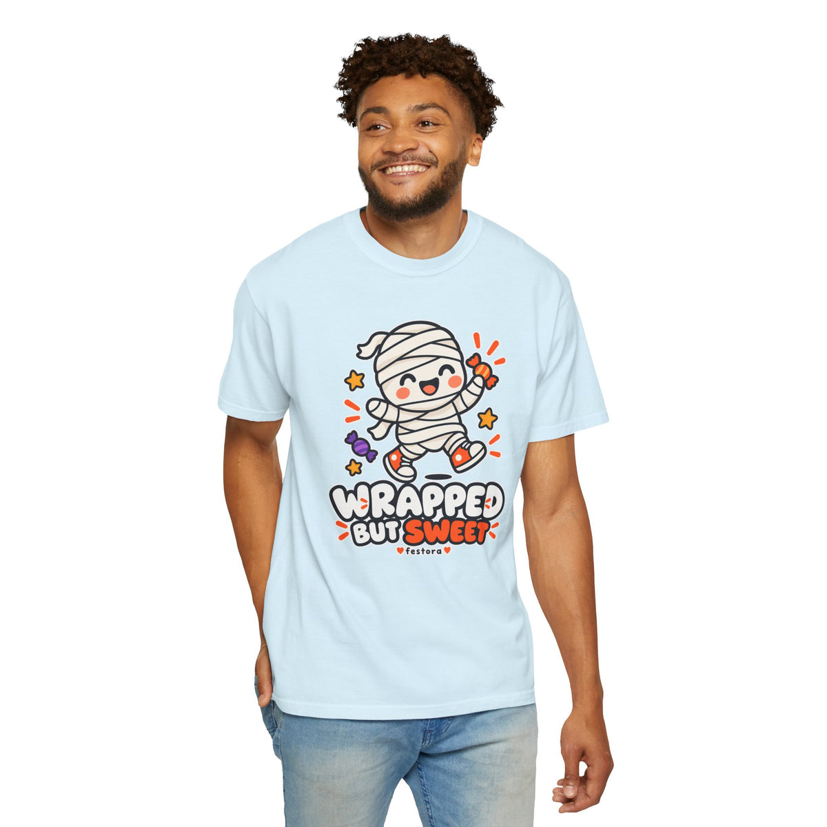 Wrapped but Sweet Halloween T-Shirt | Cute Mummy Graphic Tee