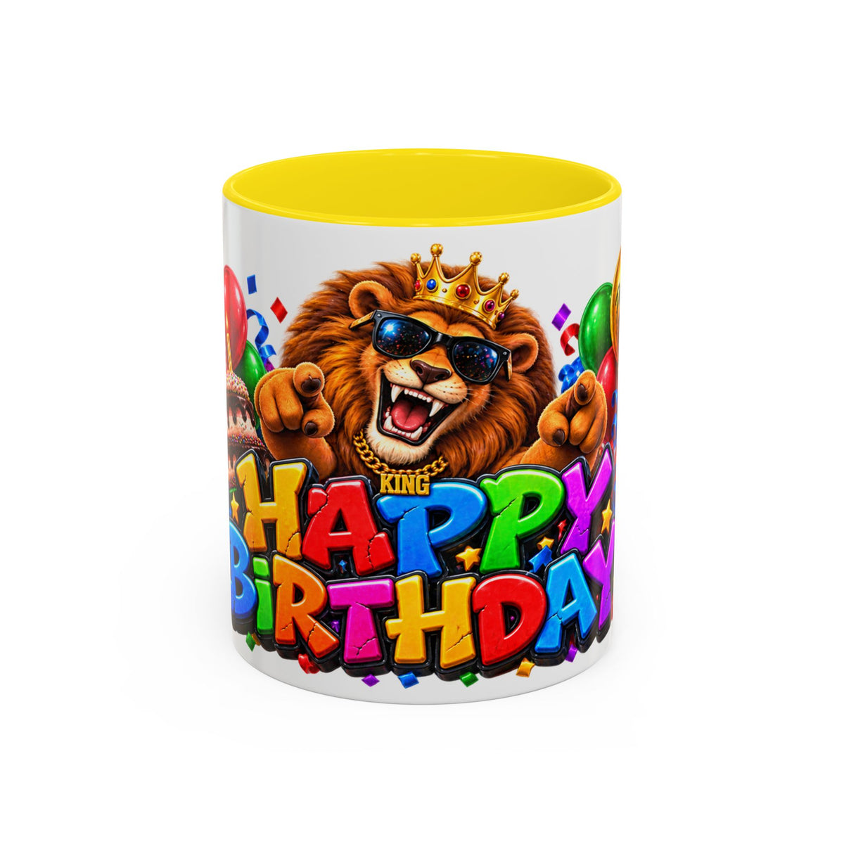 Lion Happy Birthday Mug – Colorful 3D King Celebration Design