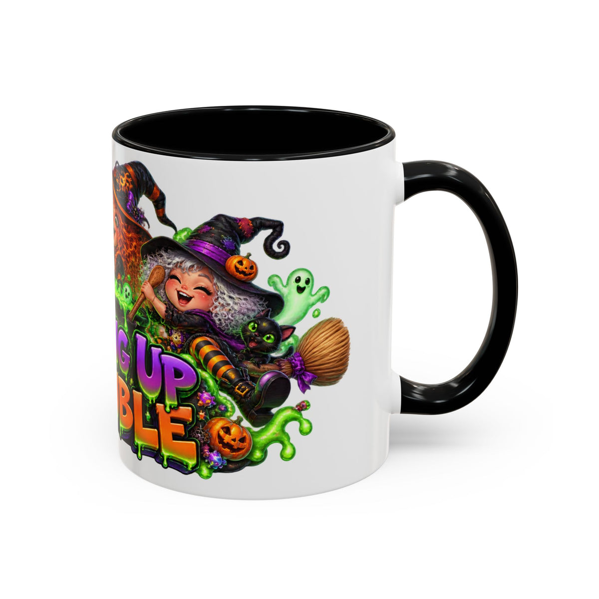 Brewing Up Trouble Witches Halloween White Mug