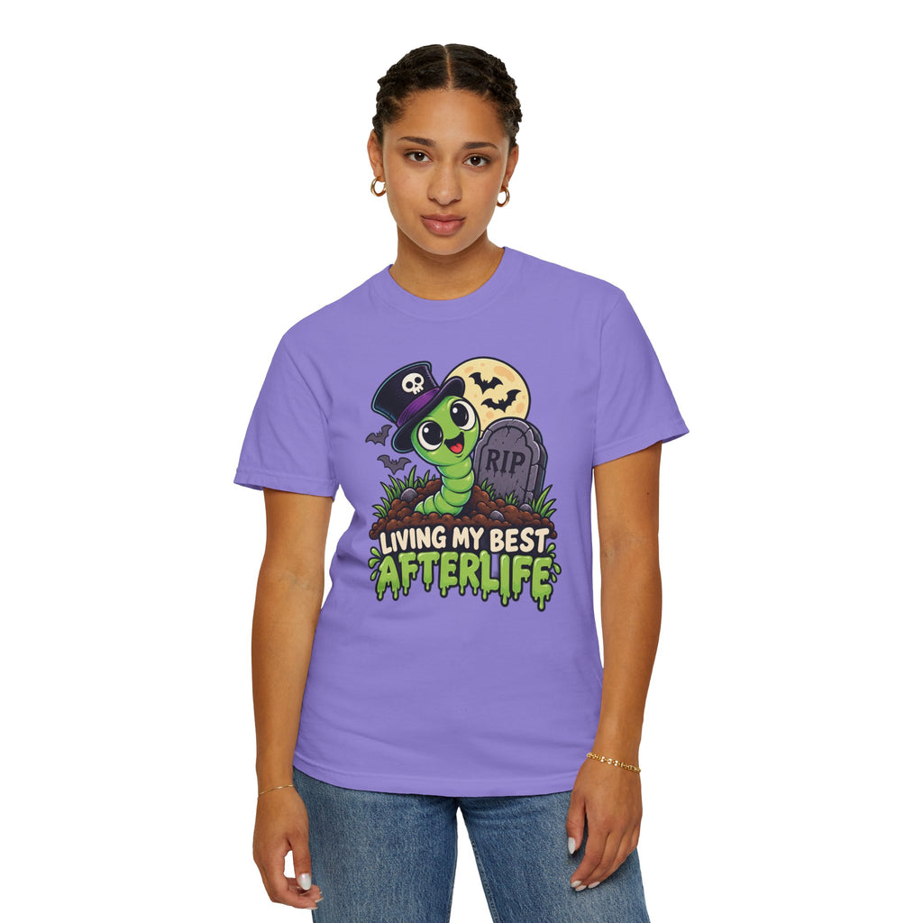 Living My Best Afterlife – Cute Halloween Graveyard Worm T-Shirt